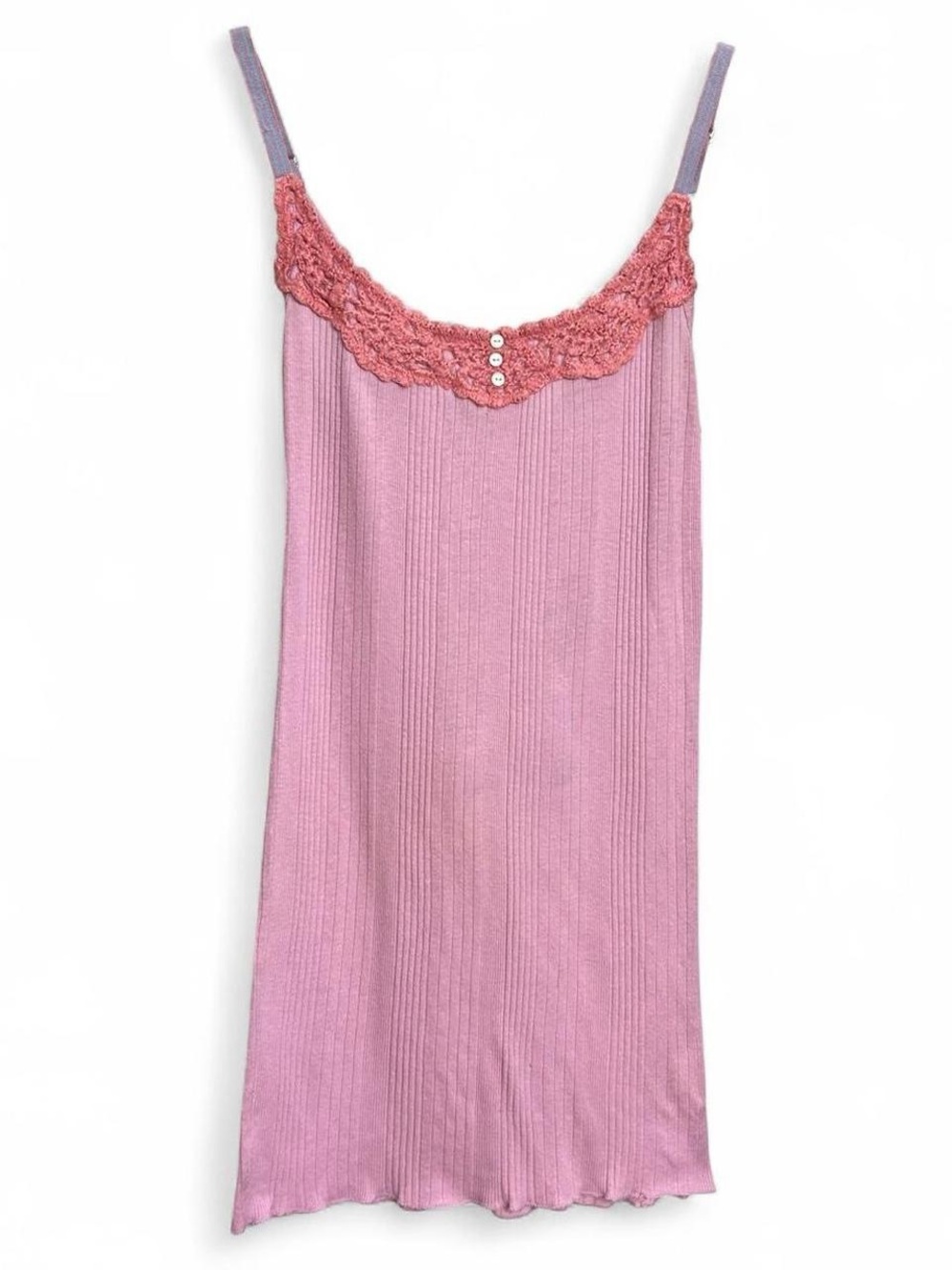 Free People Pink Ribbed Knit Full Length Tank Top